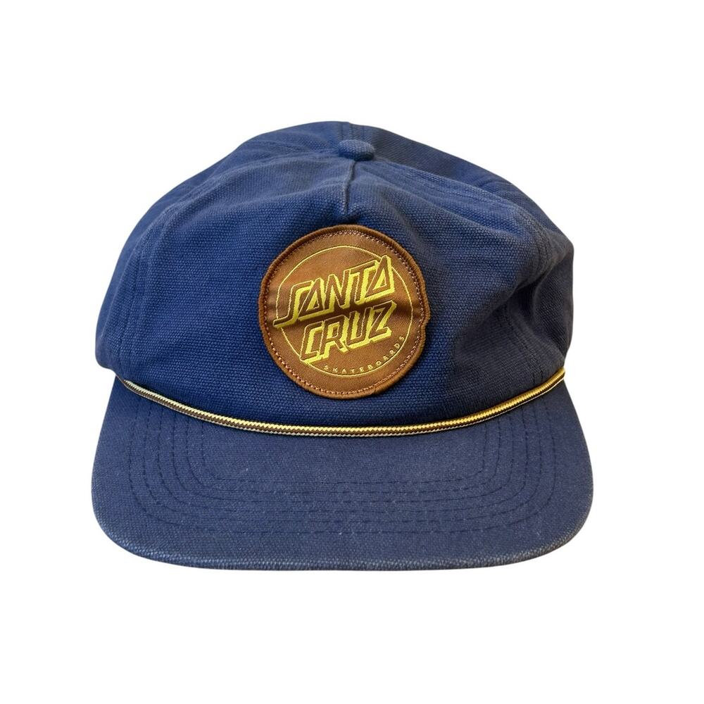 Santa Cruz Skateboards Vintage Style Blue Snapback Rope Hat Logo Patch